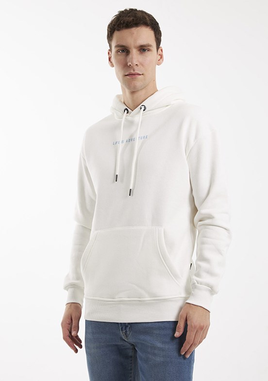 THE CROW Beyaz Unisex Kapüşonlu Sweatshirt