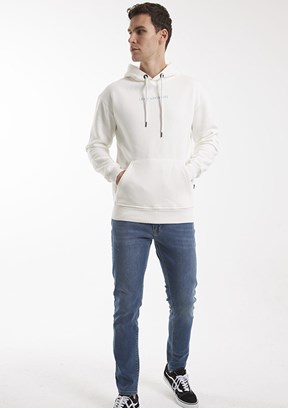 THE CROW Beyaz Unisex Kapüşonlu Sweatshirt