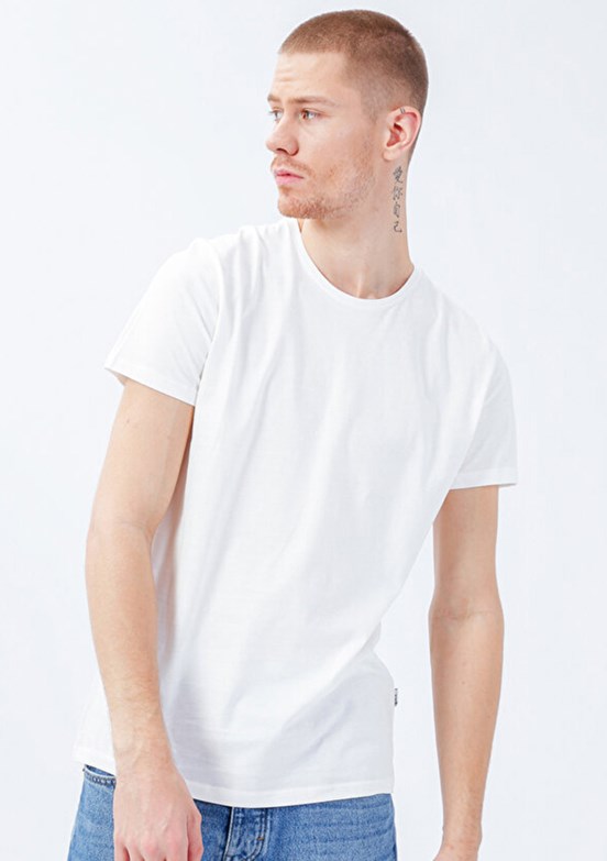 THE CROW - TC4603 Erkek Beyaz Basic T-Shirt