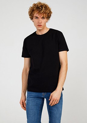 THE CROW - TC4603 Erkek Siyah Basic T-Shirt