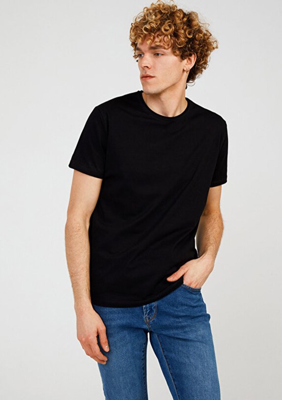 THE CROW - TC4603 Erkek Siyah Basic T-Shirt
