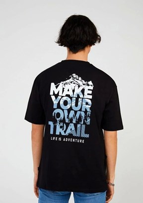 THE CROW Trail - TC9021 Erkek Siyah Relax T-Shirt