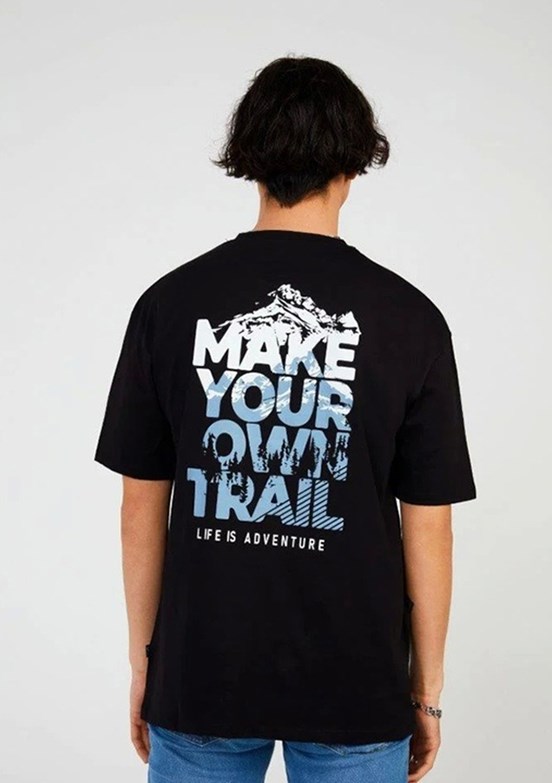 THE CROW Trail - TC9021 Erkek Siyah Relax T-Shirt