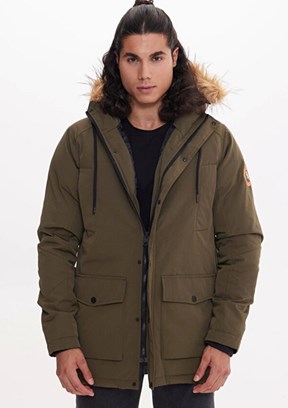 THE CROW Yeşil Unisex Kürklü Mont