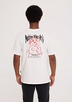 THE CROW Posivite - TC9025 Erkek Beyaz Basic T-Shirt