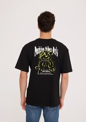 THE CROW Posivite - TC9025 Erkek Siyah Basic T-Shirt