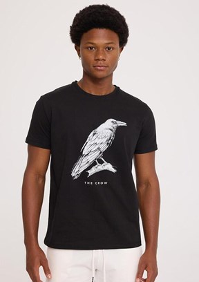 THE CROW The Crow - TC5058 Erkek Siyah Baskılı T-Shirt