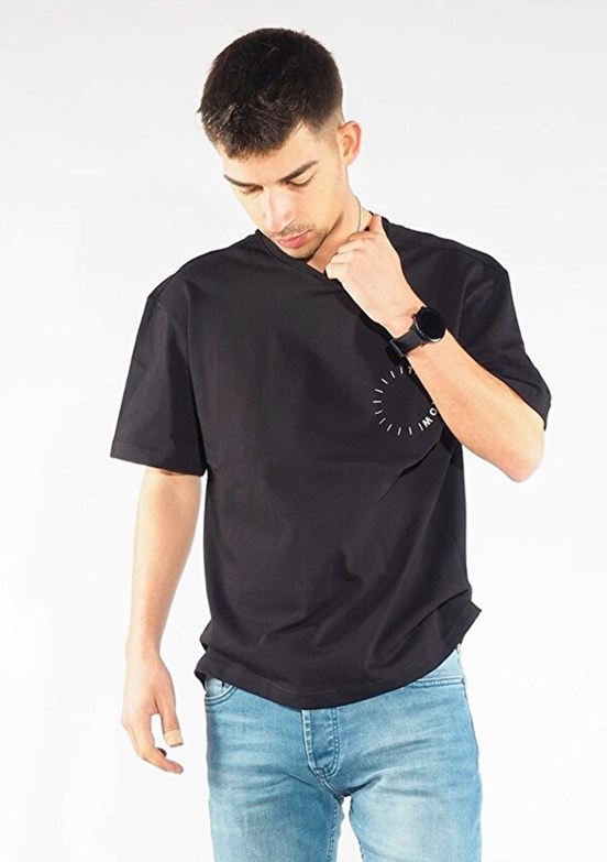 THE CROW The Crow Time - TC9004 Erkek Siyah Relax T-Shirt