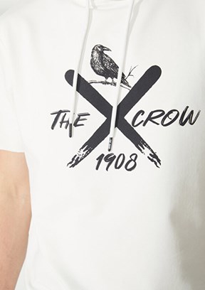 THE CROW Beyaz Unisex Fermuarsız Kapüşonlu Sweatshirt