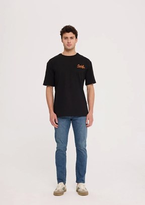 THE CROW Surf - TC9023 Erkek Siyah Basic T-Shirt