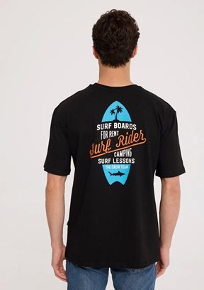 THE CROW Surf - TC9023 Erkek Siyah Basic T-Shirt