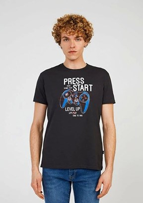 THE CROW Game - TC7123 Erkek Antrasit Baskılı T-Shirt