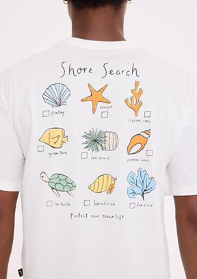 THE CROW Shore - TC9028 Erkek Beyaz Relax T-Shirt