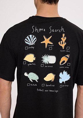 THE CROW Shore - TC9028 Erkek Siyah Relax T-Shirt