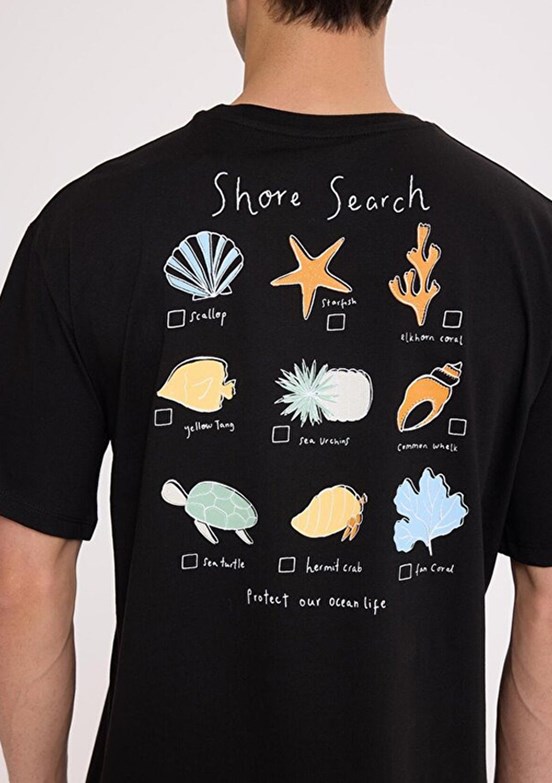 THE CROW Shore - TC9028 Erkek Siyah Relax T-Shirt