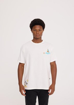 THE CROW Sun - TC9032 Erkek Beyaz Basic T-Shirt