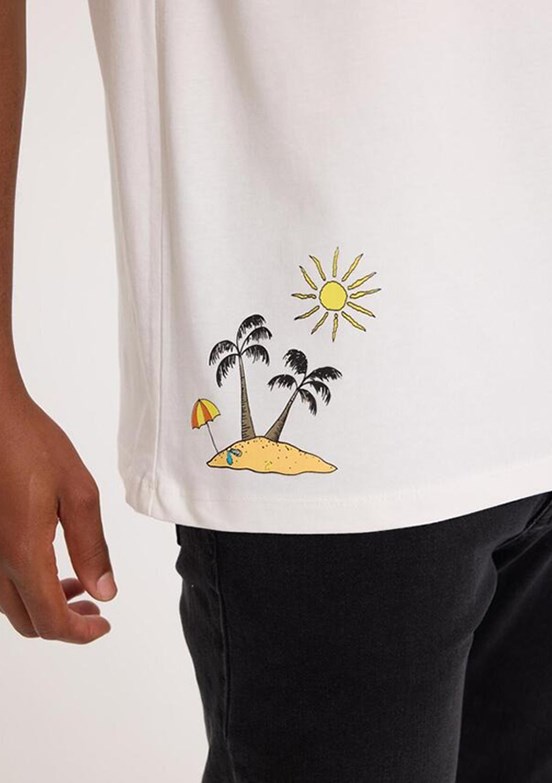 THE CROW Sun - TC9032 Erkek Beyaz Basic T-Shirt