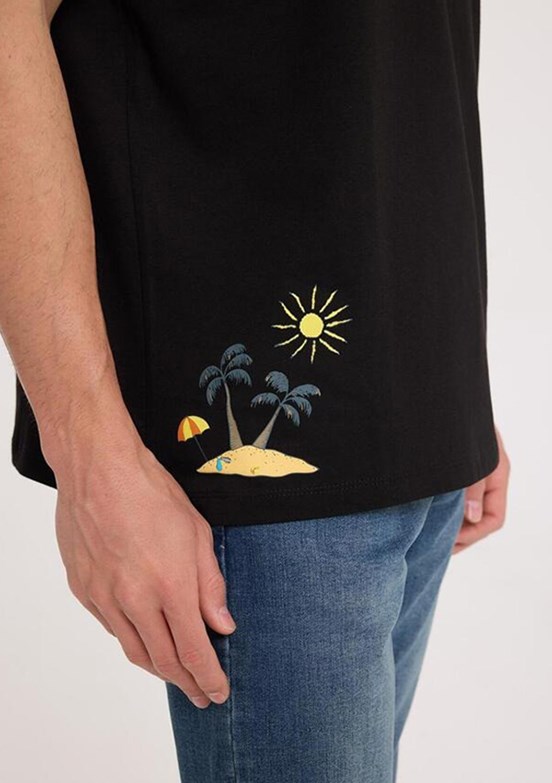 THE CROW Sun - TC9032 Erkek Siyah Basic T-Shirt