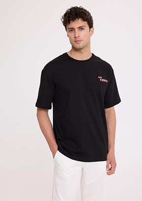 THE CROW Chaos - TC9018 Erkek Siyah Relax T-Shirt