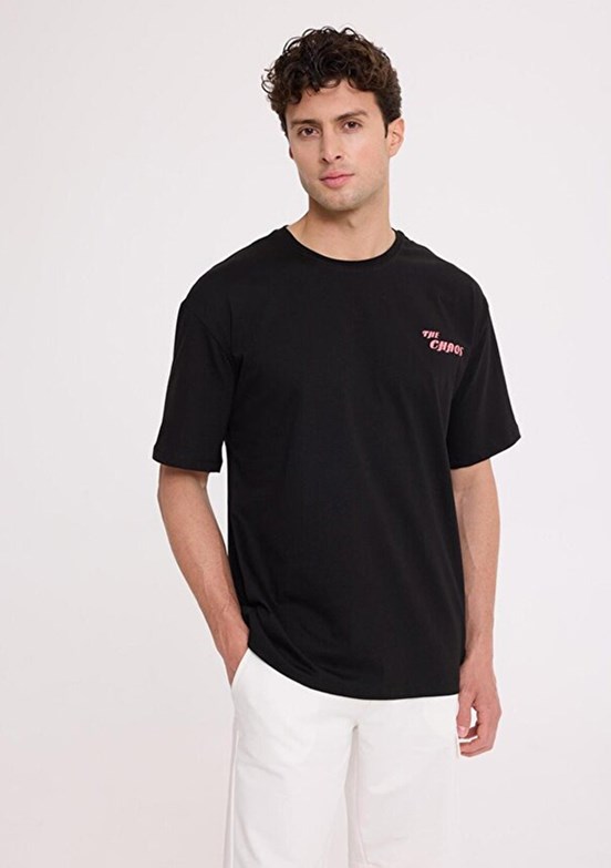THE CROW Chaos - TC9018 Erkek Siyah Relax T-Shirt