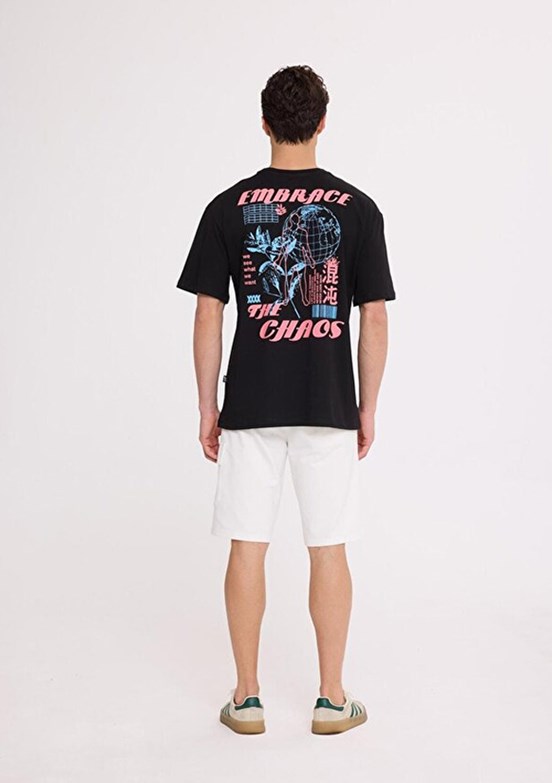 THE CROW Chaos - TC9018 Erkek Siyah Relax T-Shirt