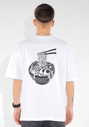 THE CROW Noodle - TC9005 Erkek Beyaz Relax T-Shirt
