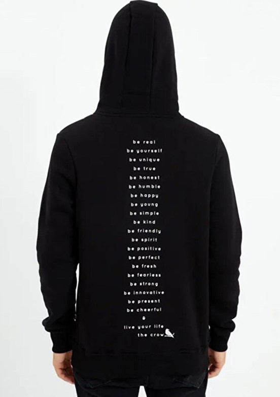 THE CROW Siyah Unisex Fermuarsız Kapüşonlu Sweatshirt