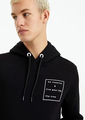 THE CROW Siyah Unisex Fermuarsız Kapüşonlu Sweatshirt