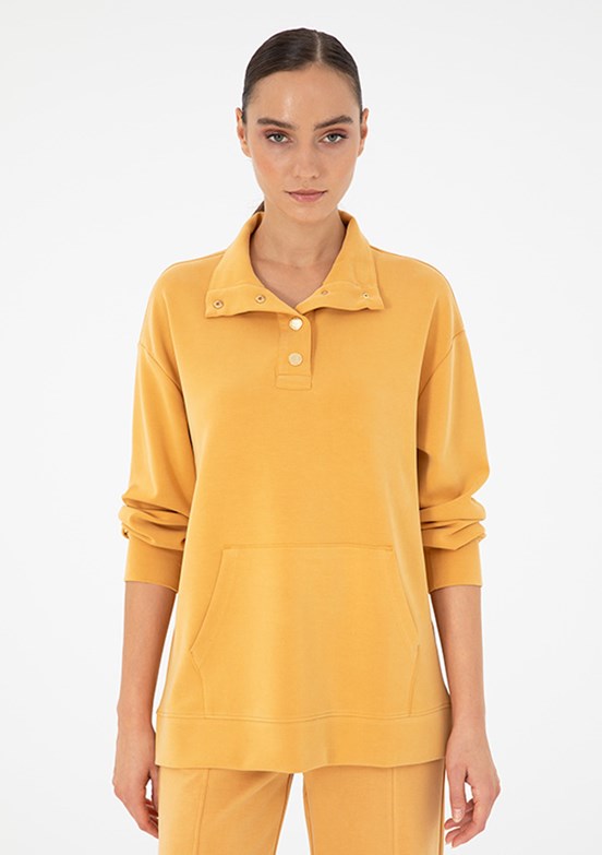 PİERRE CARDİN Kadın Turuncu Cropped Sweatshirt