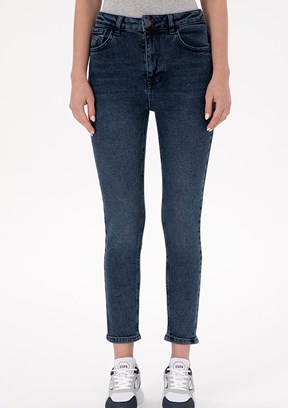 US POLO ASSN Mavi Kadın Yüksek Bel Jean Pantolon