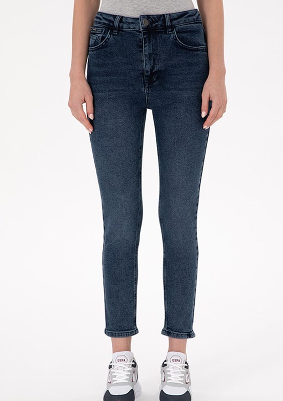 US POLO ASSN Mavi Kadın Yüksek Bel Jean Pantolon