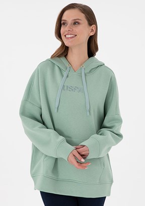 US POLO ASSN Yeşil Kadın Cropped Sweatshirt