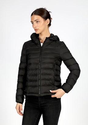 LEE COOPER Siyah Kadın Kapüşonlu Mont