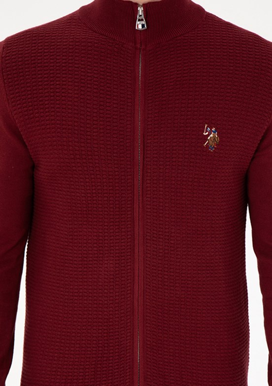 US POLO ASSN Bordo Erkek Triko Hırka