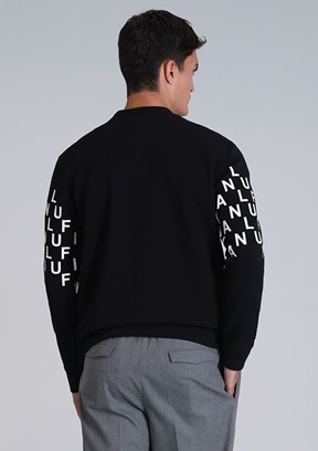 LUFİAN Siyah Erkek Baskılı Sweatshirt