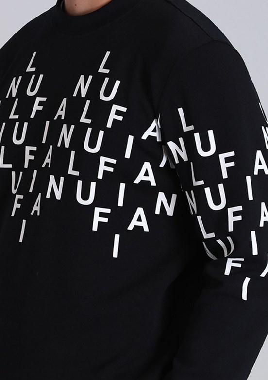 LUFİAN Siyah Erkek Baskılı Sweatshirt