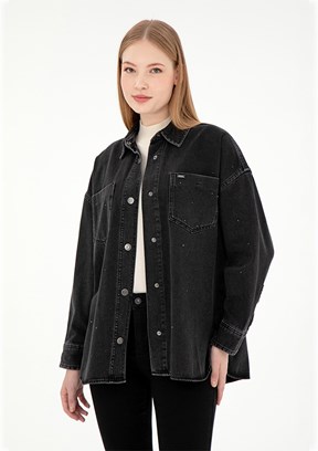 US POLO ASSN Siyah Kadın Denim Gömlek