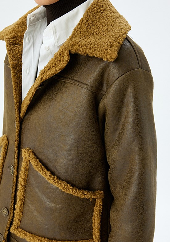 KOTON Yeşil Kadın PU Mont