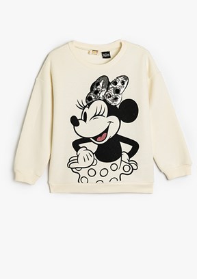 KOTON Beyaz Kız Çocuk Bisiklet Yaka Sweatshirt