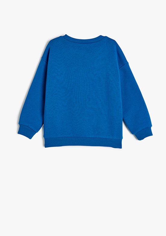 KOTON Mavi Erkek Çocuk Bisiklet Yaka Sweatshirt
