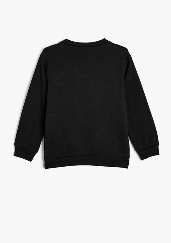 KOTON Siyah Erkek Çocuk Bisiklet Yaka Sweatshirt