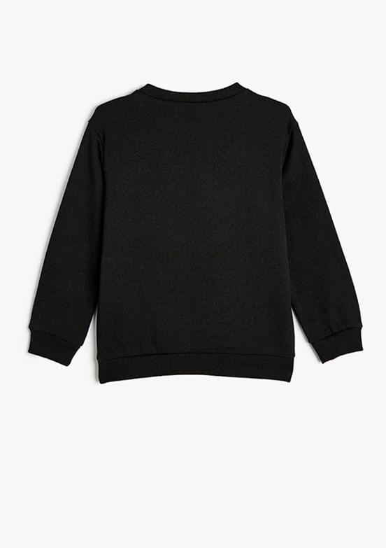KOTON Siyah Erkek Çocuk Bisiklet Yaka Sweatshirt