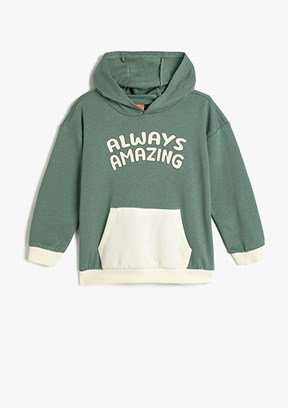 KOTON Yeşil Erkek Çocuk Kapüşonlu Sweatshirt