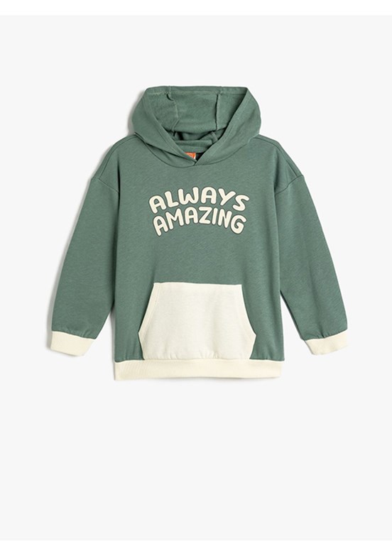KOTON Yeşil Erkek Çocuk Kapüşonlu Sweatshirt