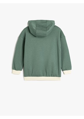 KOTON Yeşil Erkek Çocuk Kapüşonlu Sweatshirt