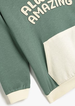 KOTON Yeşil Erkek Çocuk Kapüşonlu Sweatshirt