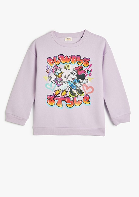 KOTON Mor Kız Çocuk Bisiklet Yaka Sweatshirt