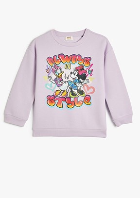 KOTON Mor Kız Çocuk Bisiklet Yaka Sweatshirt