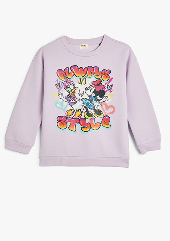 KOTON Mor Kız Çocuk Bisiklet Yaka Sweatshirt