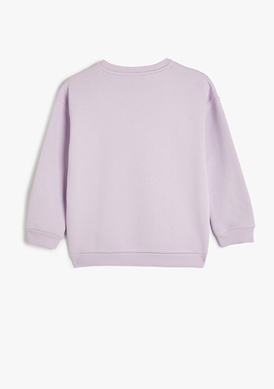 KOTON Mor Kız Çocuk Bisiklet Yaka Sweatshirt